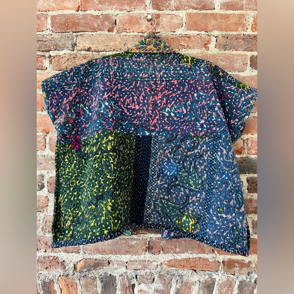Reversible Handmade USA made Kantha Quilt Jacket by Otto Finn, Size XS - Picture 5 of 6